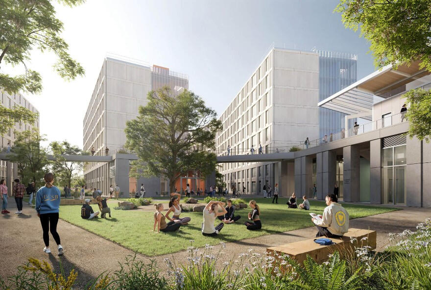 San Benito Student Housing’s West Lawn is designed to host a variety of uses. (SOM/Mithun)